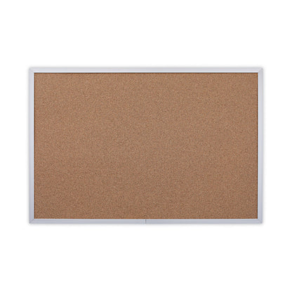 Cork Bulletin Board, 36" x 24", Tan Surface, Satin Aluminum Frame