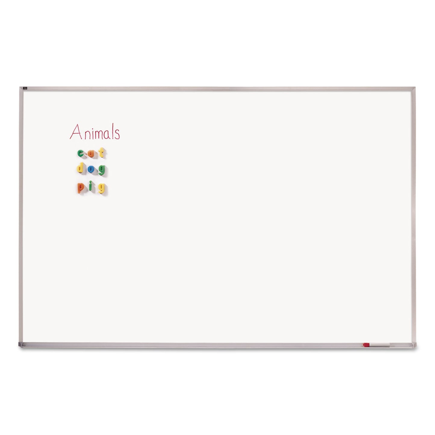 Porcelain Magnetic Whiteboard, 96" x 48", White Surface, Satin Aluminum Frame