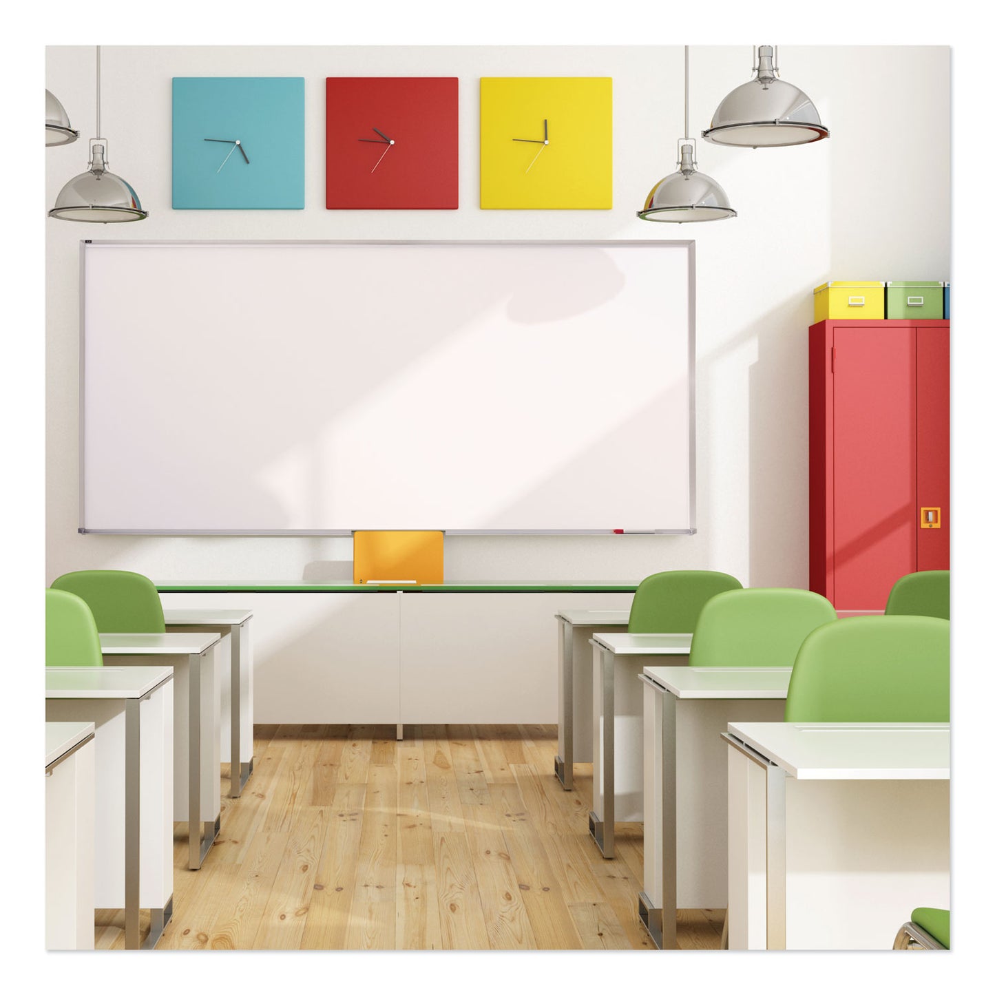 Porcelain Magnetic Whiteboard, 96" x 48", White Surface, Satin Aluminum Frame