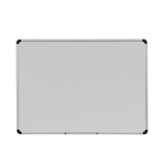 Deluxe Porcelain Magnetic Dry Erase Board, 48" x 36", White Surface, Silver/Black Aluminum Frame