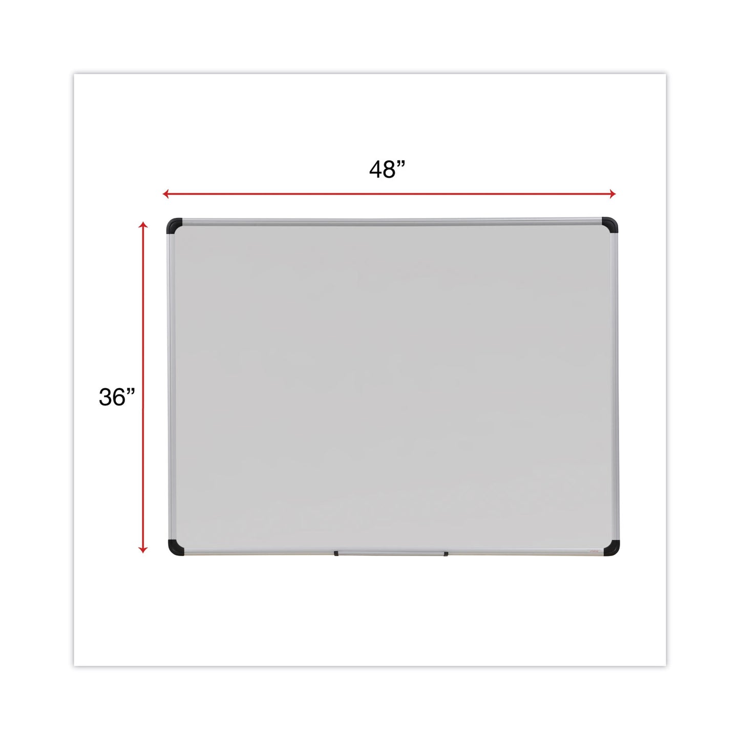 Deluxe Porcelain Magnetic Dry Erase Board, 48" x 36", White Surface, Silver/Black Aluminum Frame