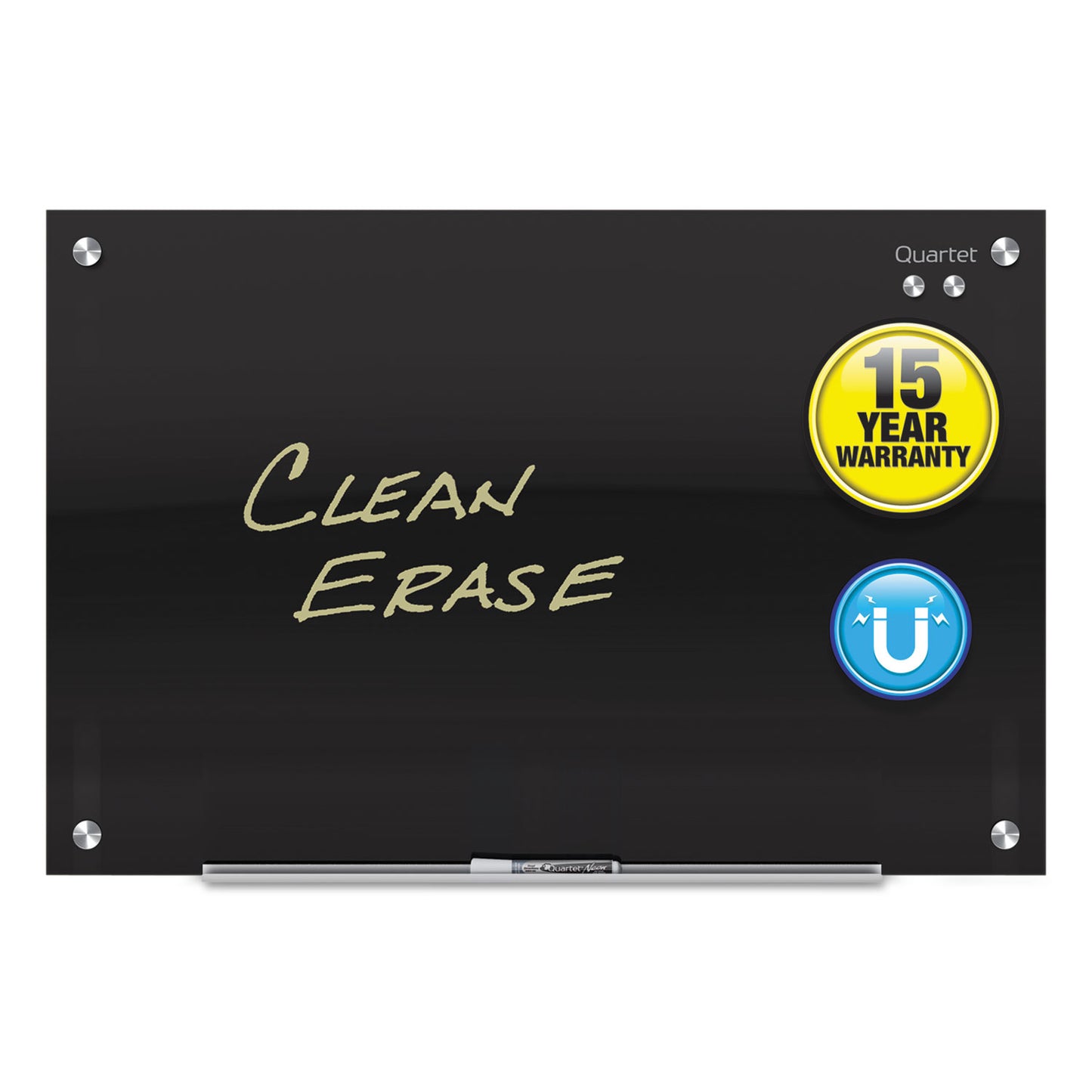 Infinity Magnetic Glass Marker Board, 48" x 36", Black Surface