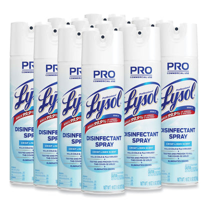 Professional LYSOL Brand Disinfectant Spray, Crisp Linen, 19 oz Aerosol Spray, 12/Carton