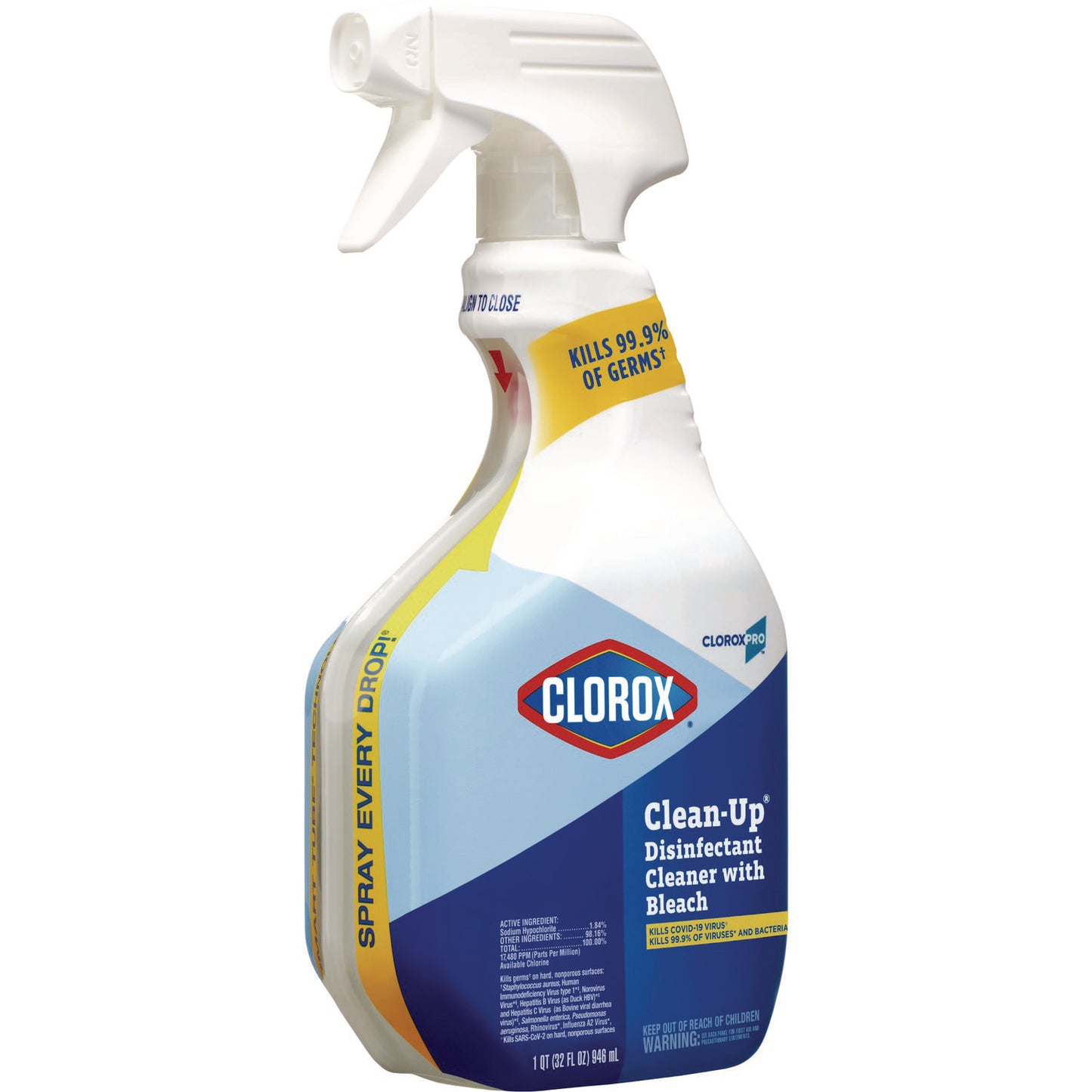 Clean-Up Disinfectant Cleaner with Bleach, 32 oz Smart Tube Spray, 9/Carton