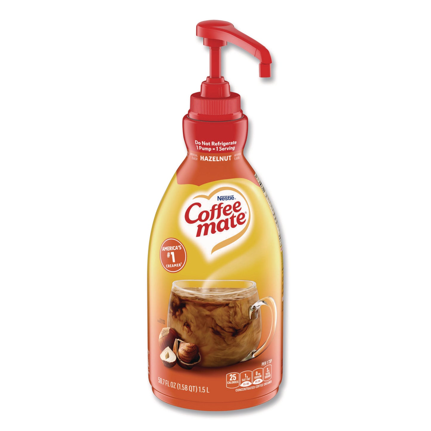 Liquid Coffee Creamer, Hazelnut, 1.5 L Pump Bottle