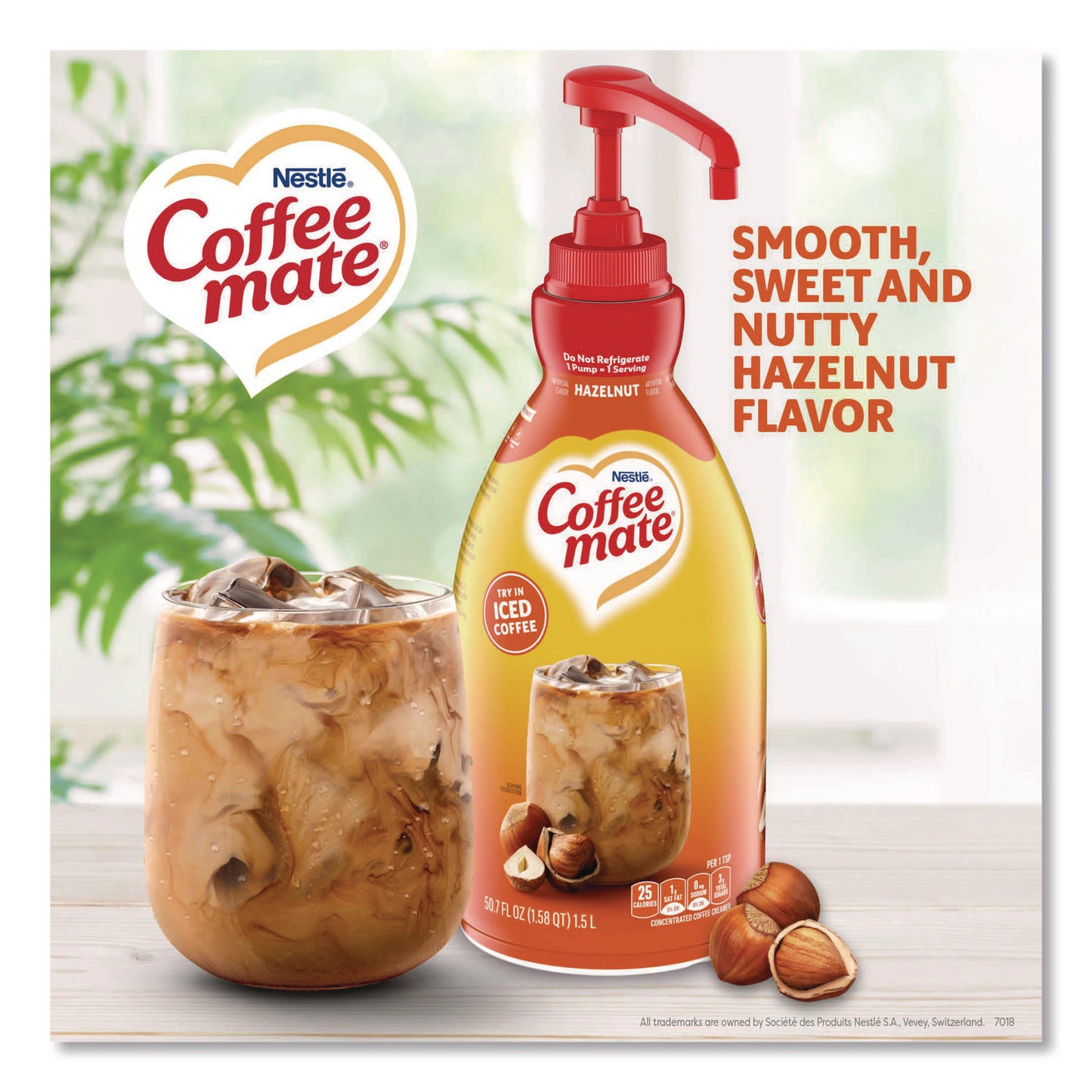 Liquid Coffee Creamer, Hazelnut, 1.5 L Pump Bottle