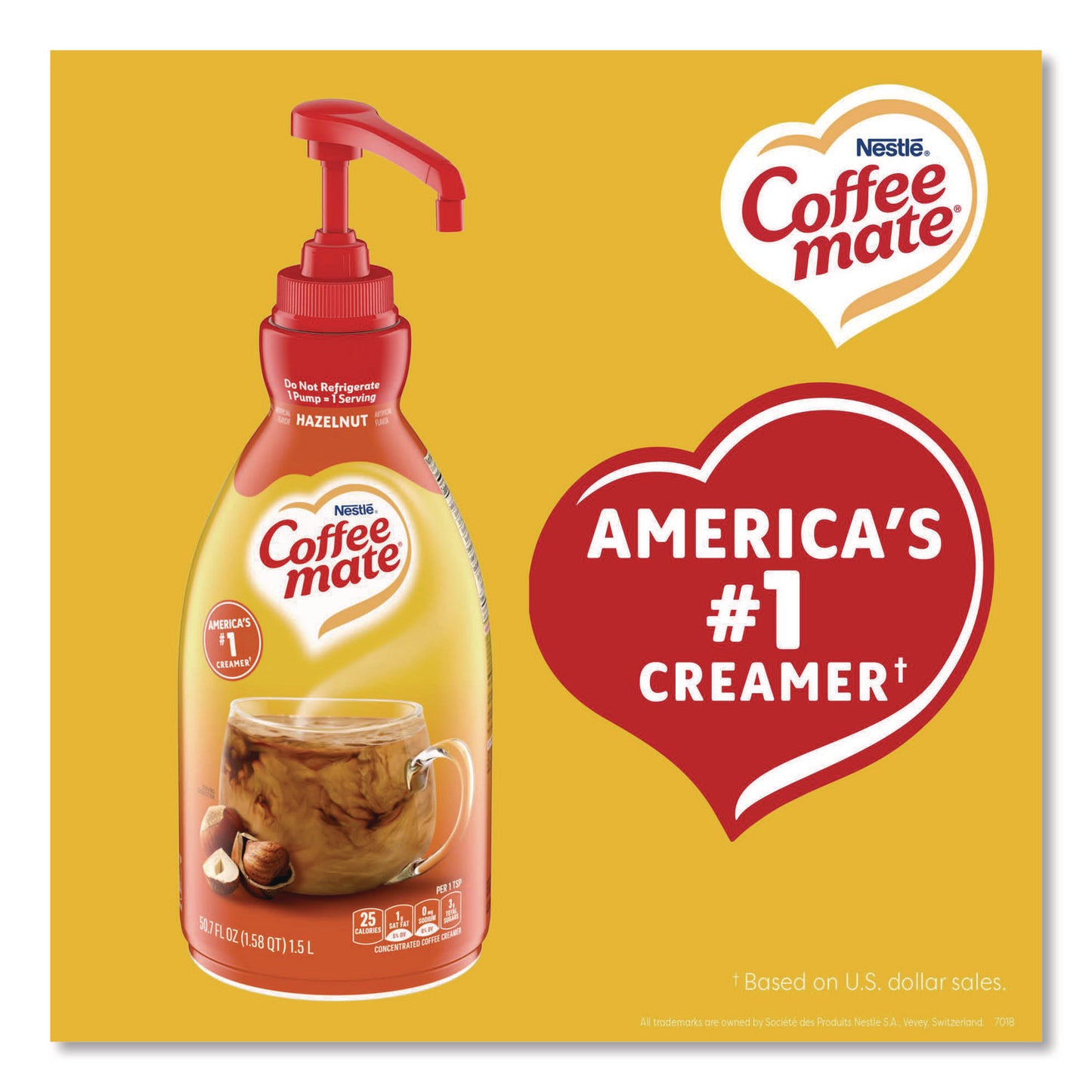 Liquid Coffee Creamer, Hazelnut, 1.5 L Pump Bottle